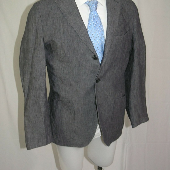 ARI Linen Cotton Blend Gray Woven Three Burton Blazer 42R - Picture 6 of 9